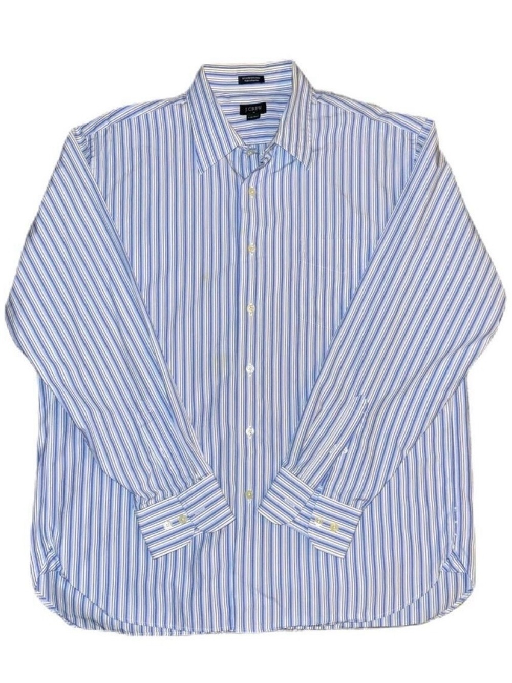 J.Crew Dress Shirt L Blue Stripes White Muti-color Business Dress Casual EUC